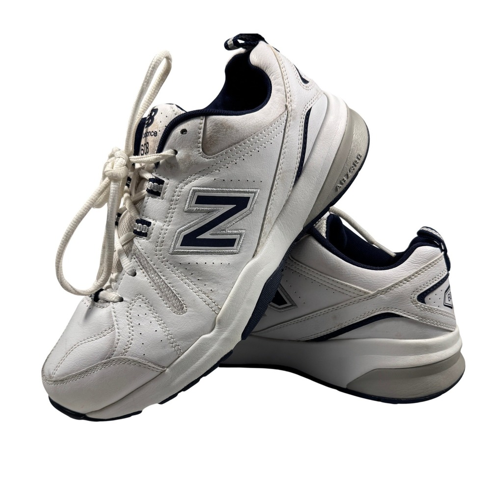 New Balance 608 Men Sneakers White/Navy‎ Leather Athletic Size 10.5 2E
